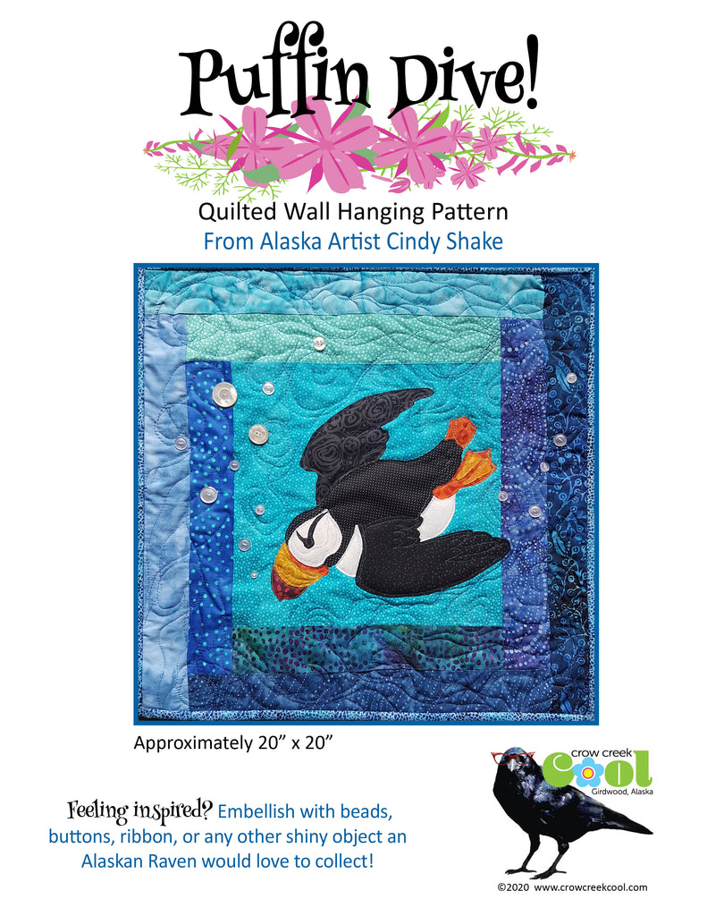 Puffin Dive - Digital Download Quilted Wall Hanging Pattern