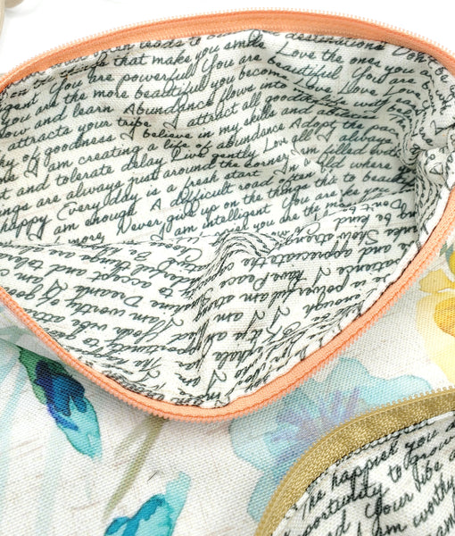 Affirmations Bag - Apricot or Tan Zipper