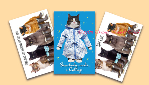 Digital Download Printable Notecards - COOL CATS