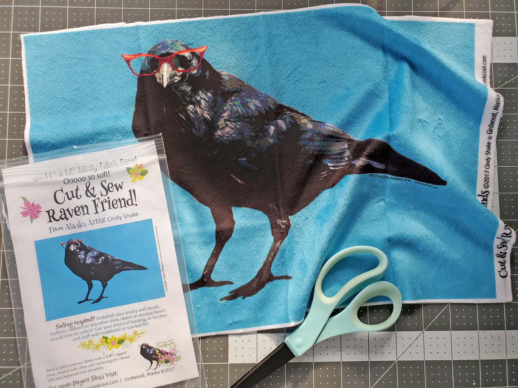 Cut & Sew Raven Friend Minky Fabric Panel - CLEARANCE SALE
