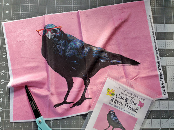 Cut & Sew Raven Friend Minky Fabric Panel - CLEARANCE SALE