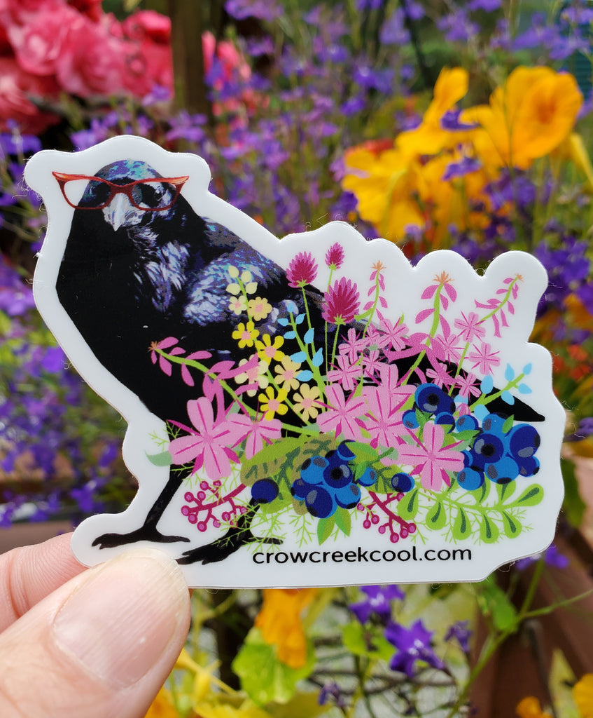 Wildflower Raven Sticker