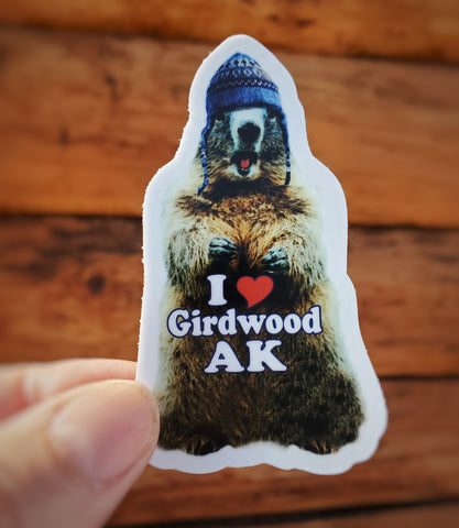 Mini Wooly Marmot Sticker - White
